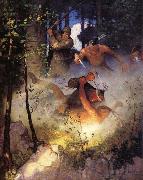 NC Wyeth The Fight in the Forest oil painting artist